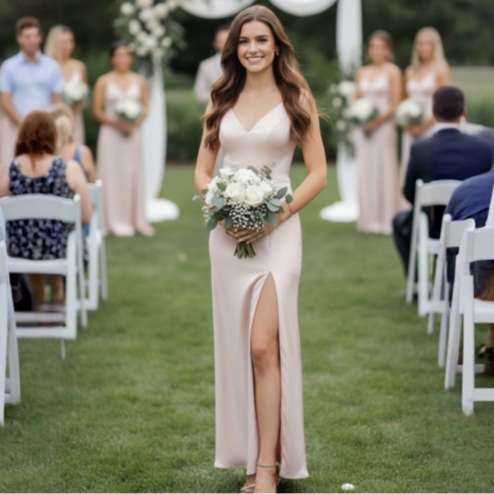 Elegant Sequin Hearts Cream Formal Dress - Picture 1 of 13
